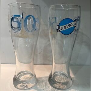 Blue Moon Beer 50th Anniversary Moon Landing 1969-2019 Beer Glasses (2) RARE